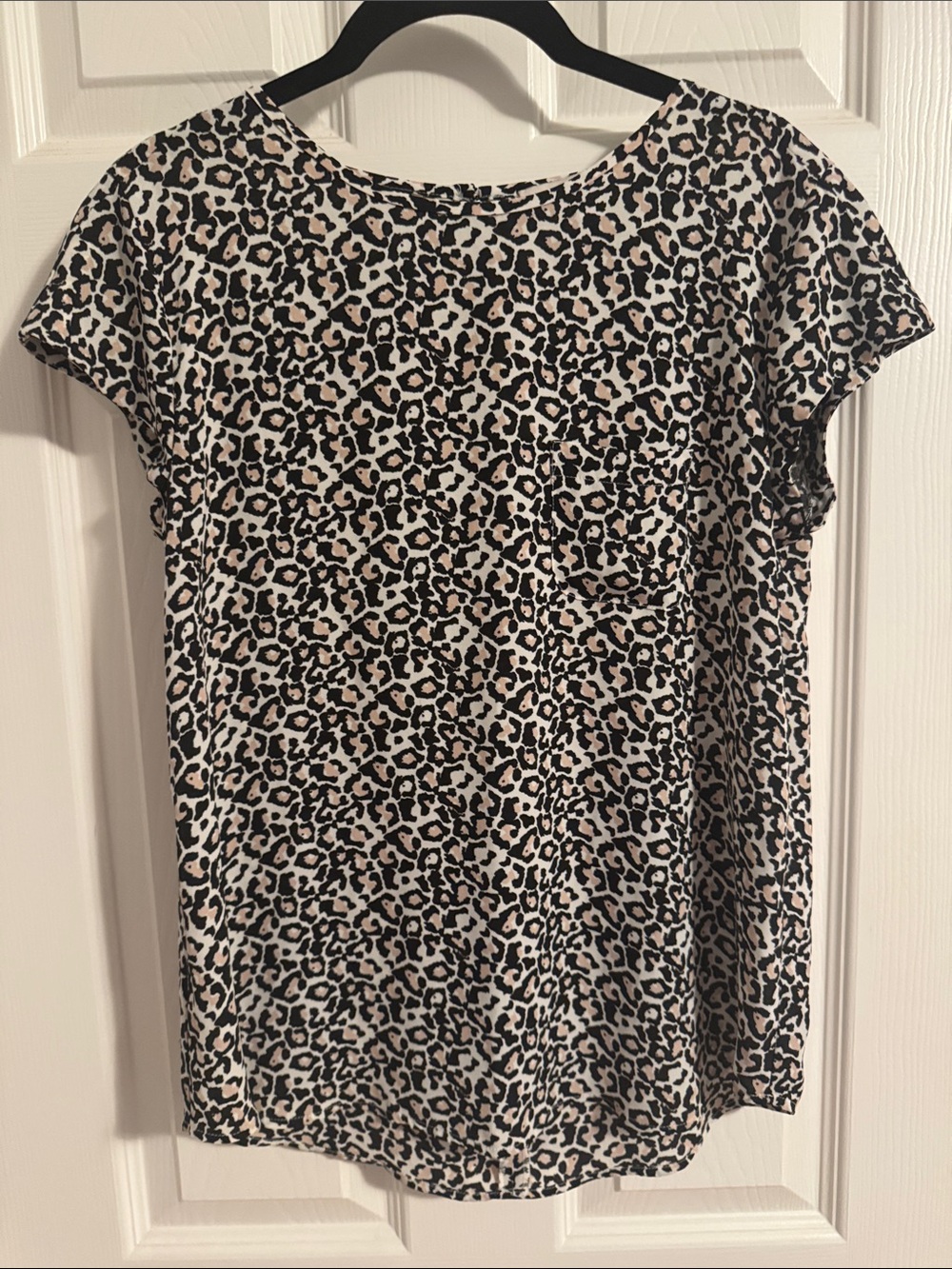 LOFT Leopard Print Short Sleeve Tee in Black & Cream